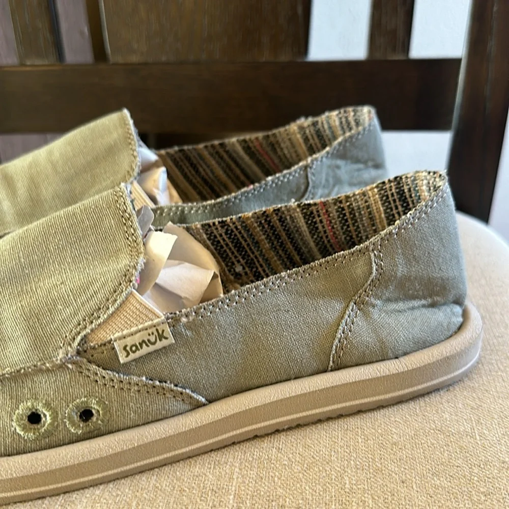 Sanuk Men’s Sidewalk Surfers Slip On Lightweight Shoes Sage Green Size 9 - Picture 2 of 10